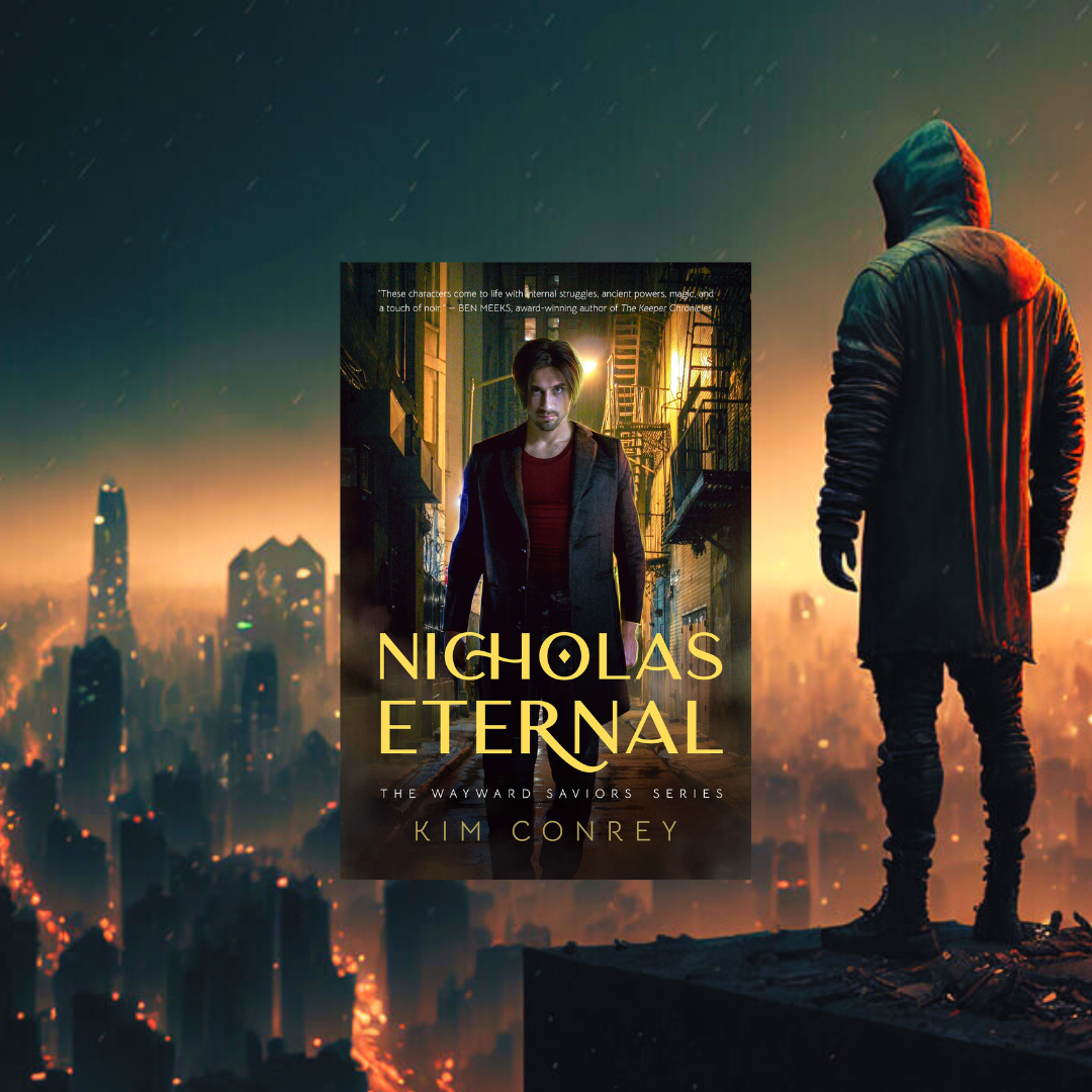 Nicholas Eternal promo pic city with book.png