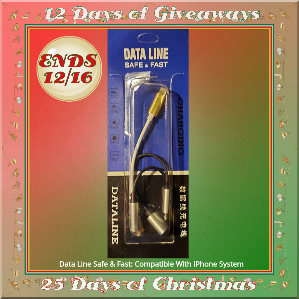Ends 12-16 – 12 Days of Christmas Giveaways – Day 1 – Data Line Safe & Fast: Compatible With iPhone System