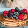 pancake with raspberries and blue berries toppings