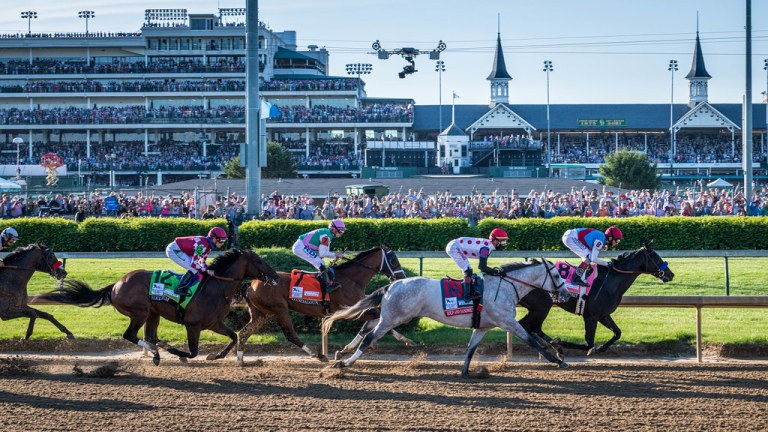 Number Eight Medina Spirit leads at Kentucky Derby.jpg