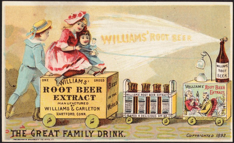 Williams' Root Beer extract manufactured by Williams & Carleton, Hartford, Conn. The great family drink. [front].jpg