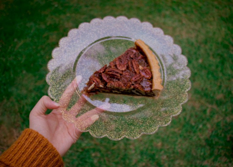 brown cake on clear glass plate.jpg