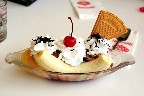 Banana Split with Ice Cream and Cherry