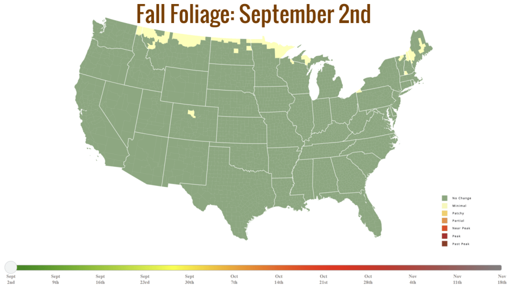 Fall Colors Progression Map: Fall Season – 2025: September 2nd