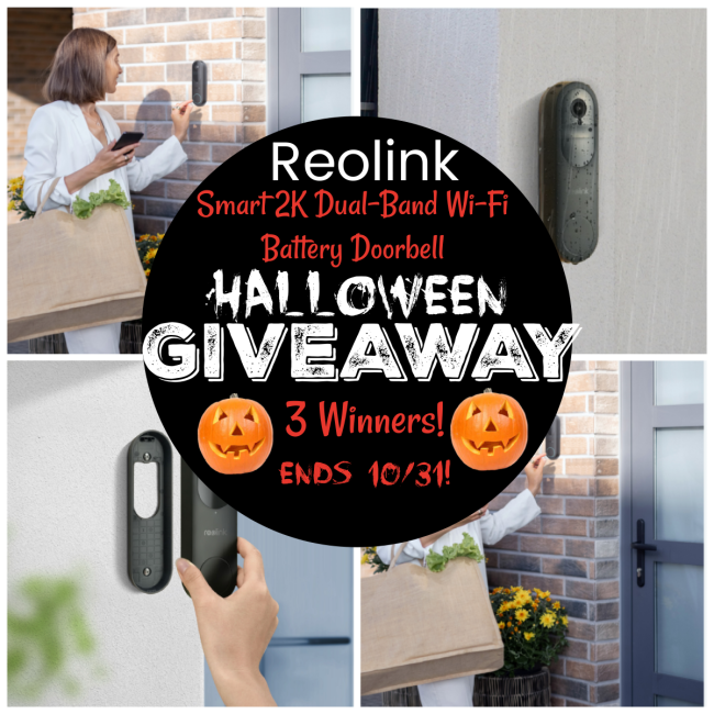 Ends 10-31 – Reolink Smart 2K Dual-Band Wi-Fi Battery Doorbell Halloween Giveaway! Ends 10-31 – Reolink Smart 2K Dual-Band Wi-Fi Battery Doorbell Halloween Giveaway!