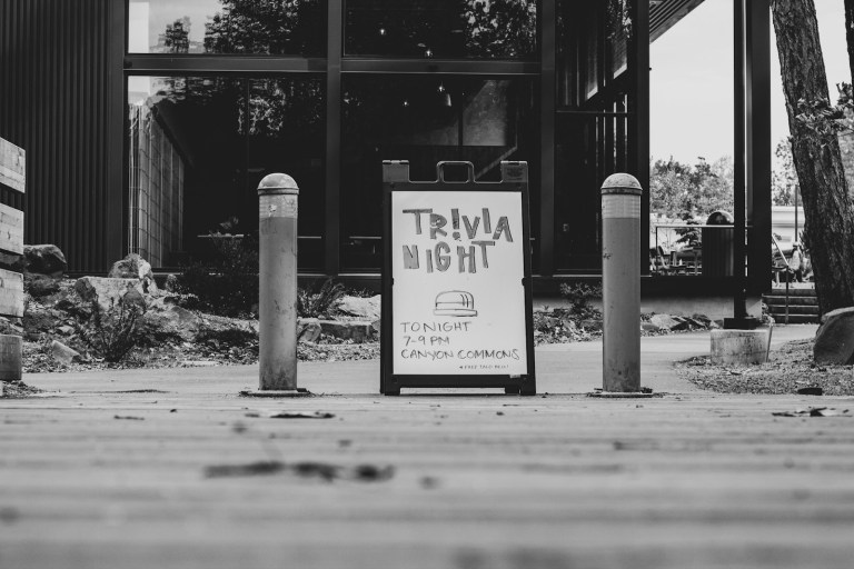 grayscale photography of Trivia night signage.jpg