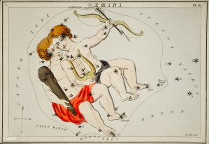 Sidney Hall&rsquo;s (1831) astronomical chart illustration of the zodiac Gemini. Original from Library of Congress. Digitally enhanced by rawpixel.jpg