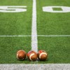 Three footballs sitting on a football field.jpg