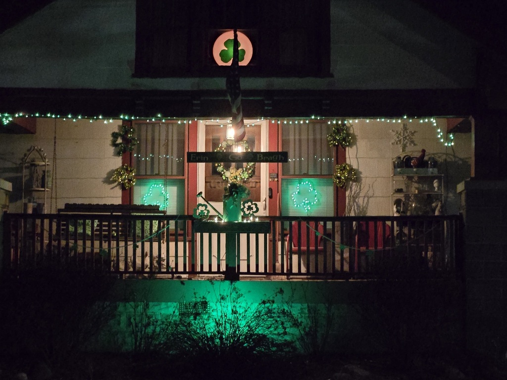 Featured Photo #5: Magic of St. Patrick in 2025 – Shamrock on 158th Street at Night, Oak Forest