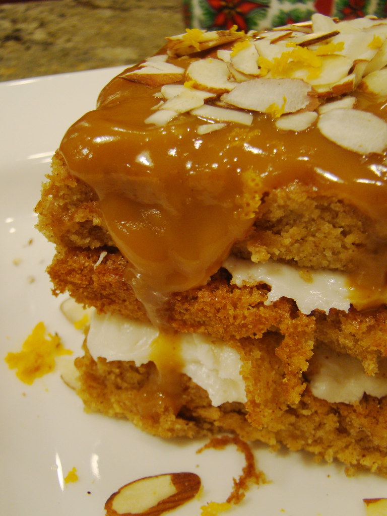 Spiced Pumpkin Cake with Citrus Cream Cheese Frosting Topped with Vegan Caramel.jpg
