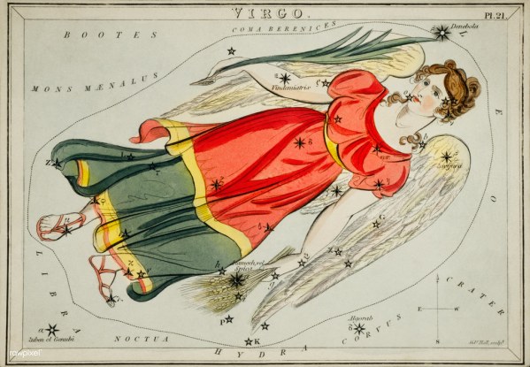 Sidney Hall&rsquo;s (1831) astronomical chart illustration of the Virgo. Original from Library of Congress. Digitally enhanced by rawpixel..jpg