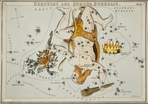 Sidney Hall&rsquo;s (1831) astronomical chart illustration of the Hercules and the Corona Borealis. Original from Library of Congress. Digitally enhanced by rawpixel..jpg