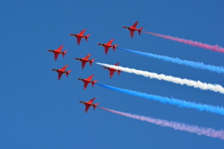 The Red Arrows (Apollo Formation) - Airbourne, Eastbourne, August 2013.jpg