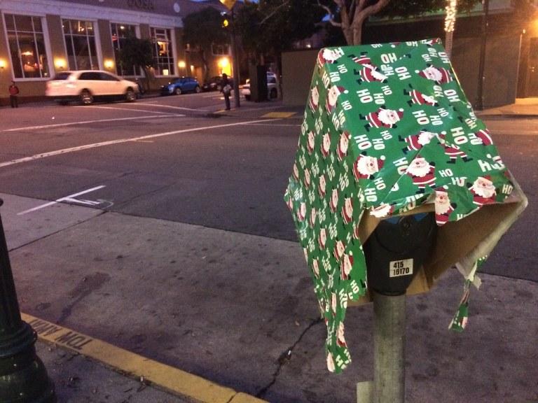 Re-Gifted Christmas Present Passed Along to the Parking Meter Next to Wallgreens on Fillmore Street.jpg