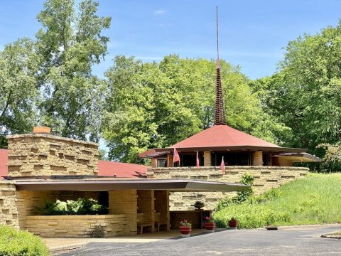 Frank Lloyd Wright Visitor Center (Riverview Terrace Restaurant), County Road C and Wisconsin State Highway 23, Spring Green, WI.jpg
